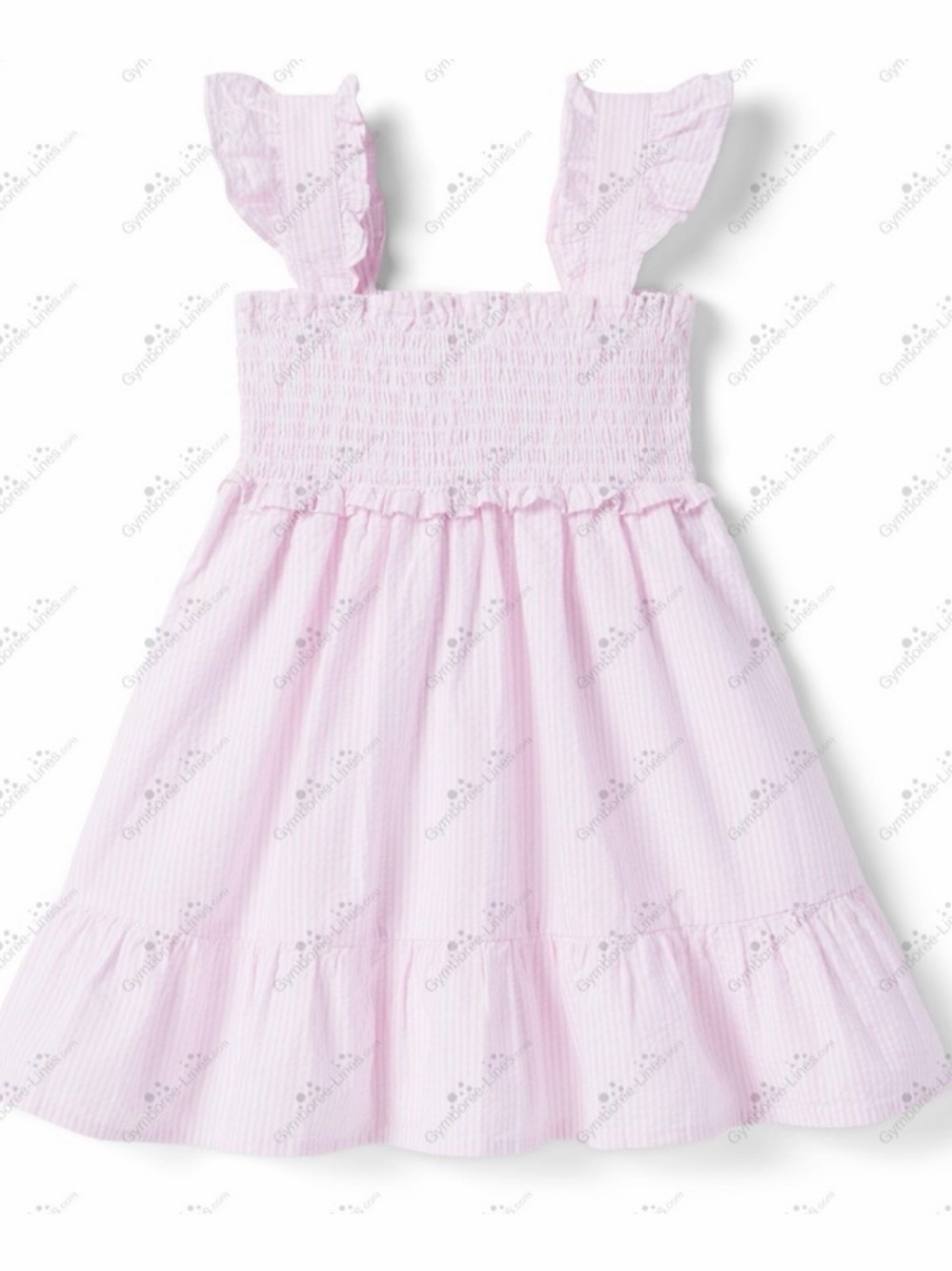 Janie and Jack Light Pink Striped Smocked Seersucker Cotton Dress Sz 10